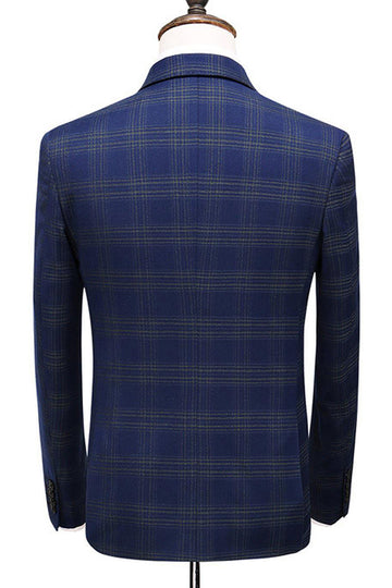 Homens Blue Striped Peaked Lapela 3 Peças Prom Suits